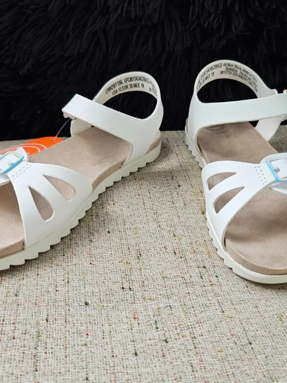 Wonder nation Kid Girl Sandal White Faux Vegan Leather Shoe Size 12USA 30EU NWT